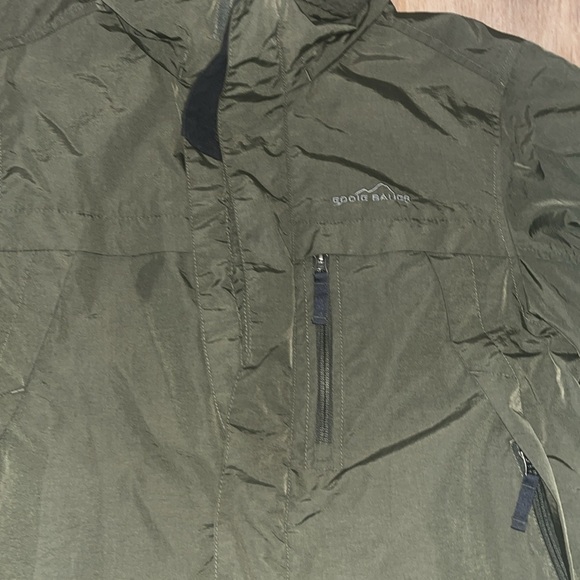 Eddie Bauer Weather Edge Rain Jacket Men’s Medium Olive Green Full Zip - Picture 2 of 5